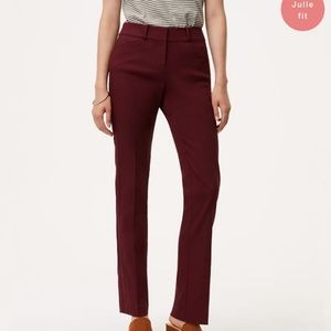 LOFT Julie Fit Stretch Pants- Burgundy *Petite*